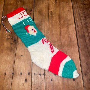 Vintage Hand Knit Christmas Stocking for JOHN 1972 Angora Santa